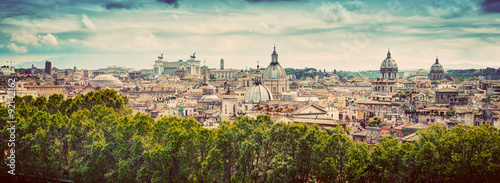 Slika na platnu Panorama of the ancient city of Rome, Italy. Vintage