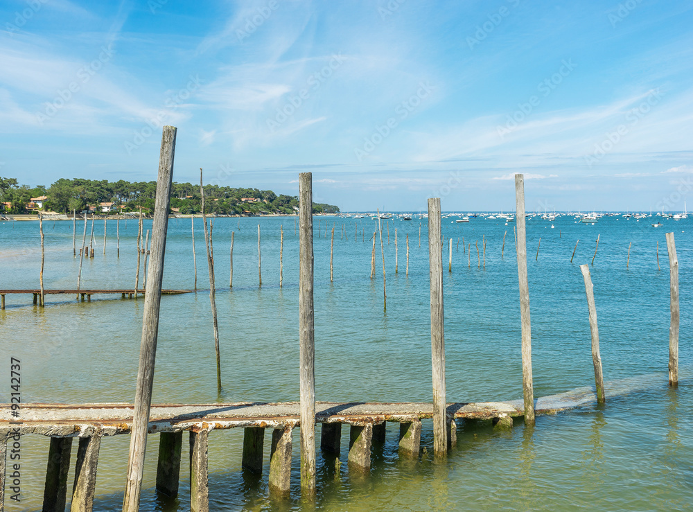 wooden piers by the sea shore