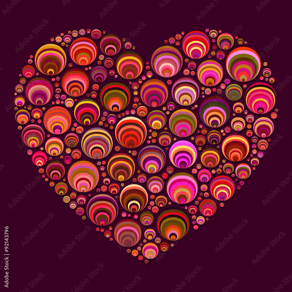 Heart Shape Color Circles Mosaic Background