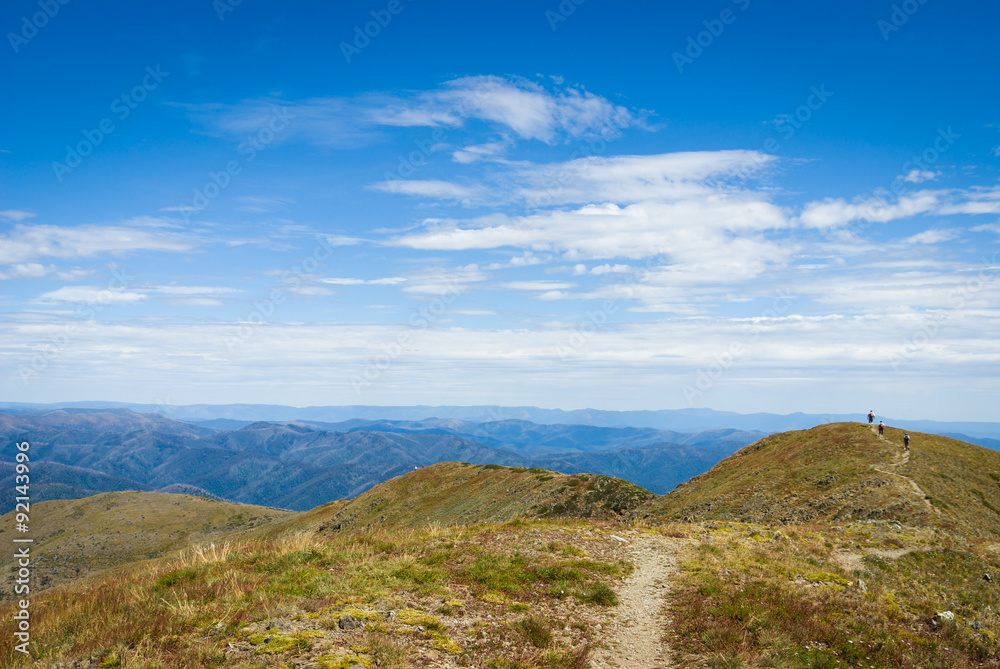 Trail on ridge of Mt Feathertop, 2nd highest peak in Victorian Alps, Australia Trail on ridge of Mt Feathertop, 2nd highest peak in Victorian Alps, Australia