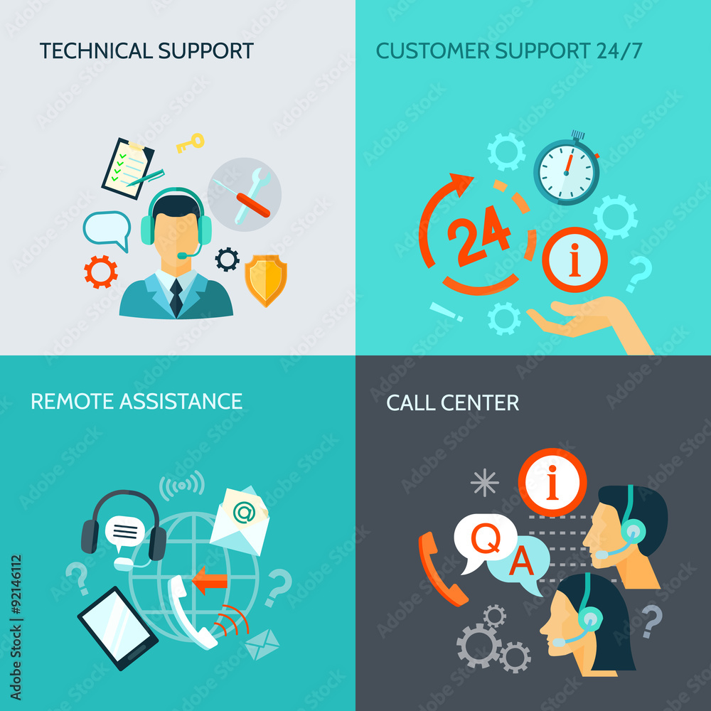 Fototapeta premium Remote Assistance And Technical Support Banners