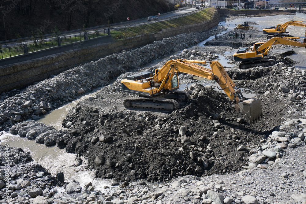 Gravel excavated in mainstream of the river Gravel excavated in mainstream of the river