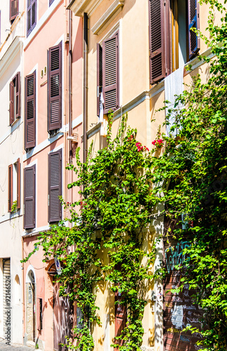 Traditional old buildings Street view in Rome, ITALY