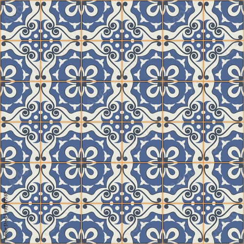 Gorgeous seamless patchwork pattern. Moroccan tiles ornaments. 