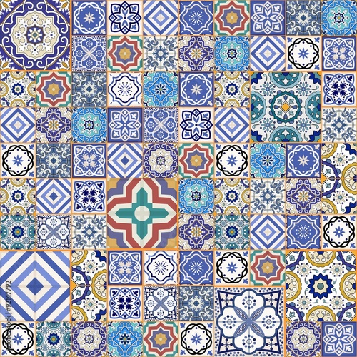 Mega seamless patchwork pattern . Moroccan tiles, ornaments. 