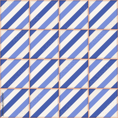 Seamless pattern from Moroccan tiles of blue stripes. 