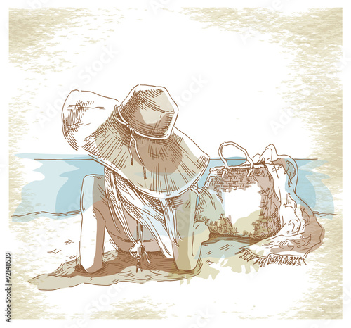 Summer holiday - original hand drawn illustration.
