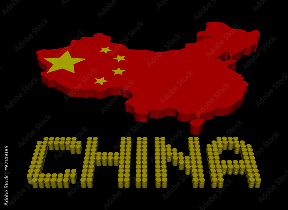 China barrel text with map flag illustration China barrel text with map flag illustration