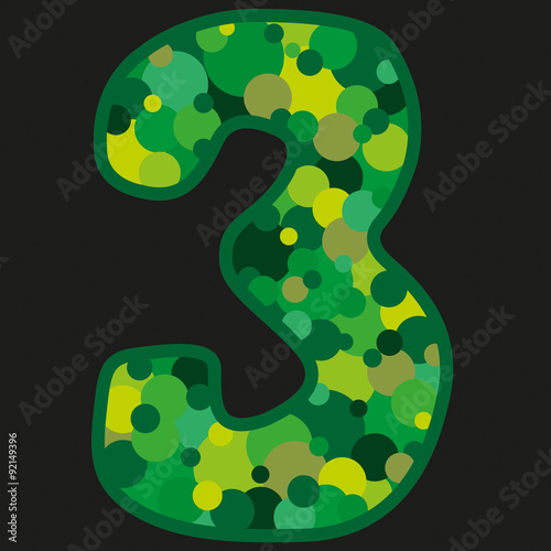three green on black background