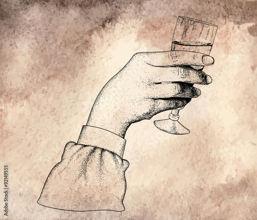  The woman's hand holding glasses of champagne
