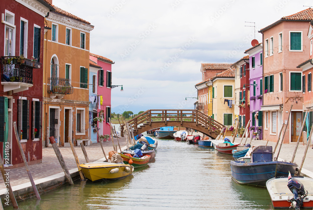 Lovely colourful buildings of Burano island, Italy