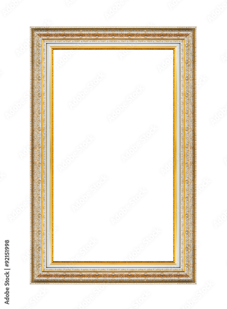Gold frame,wooden frame for painting or picture on white background with clipping path, isolated Gold frame,wooden frame for painting or picture on white background with clipping path, isolated