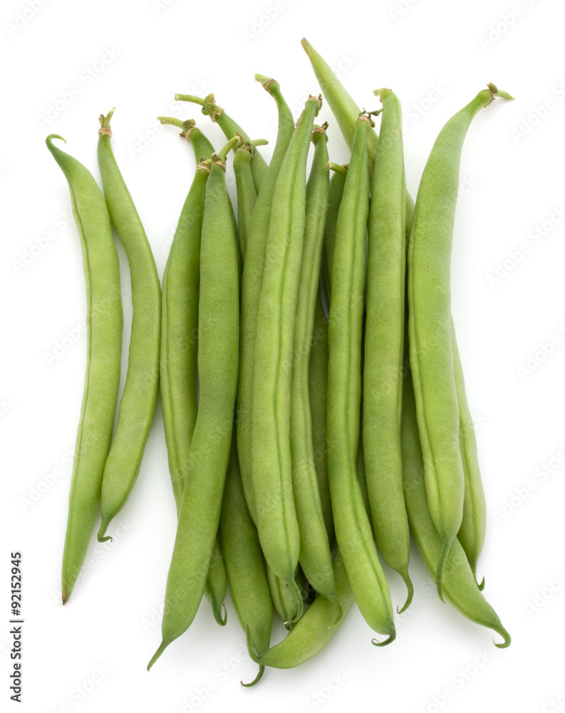 Green beans handful isolated on white background cutout Green beans handful isolated on white background cutout