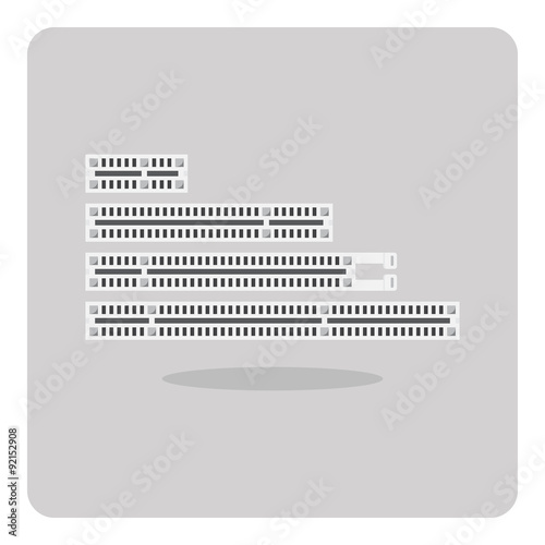 Vector of flat icon, PCI Express slot for computer on isolated background