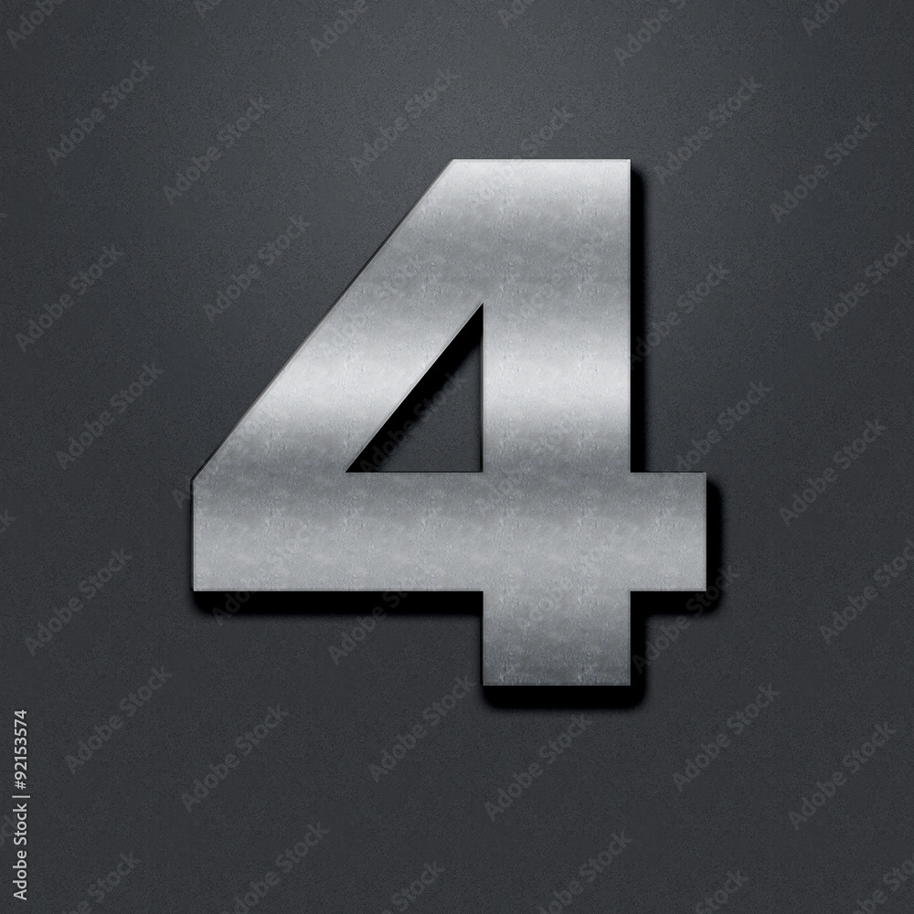 Shabby metal numbers - four Shabby metal numbers - four