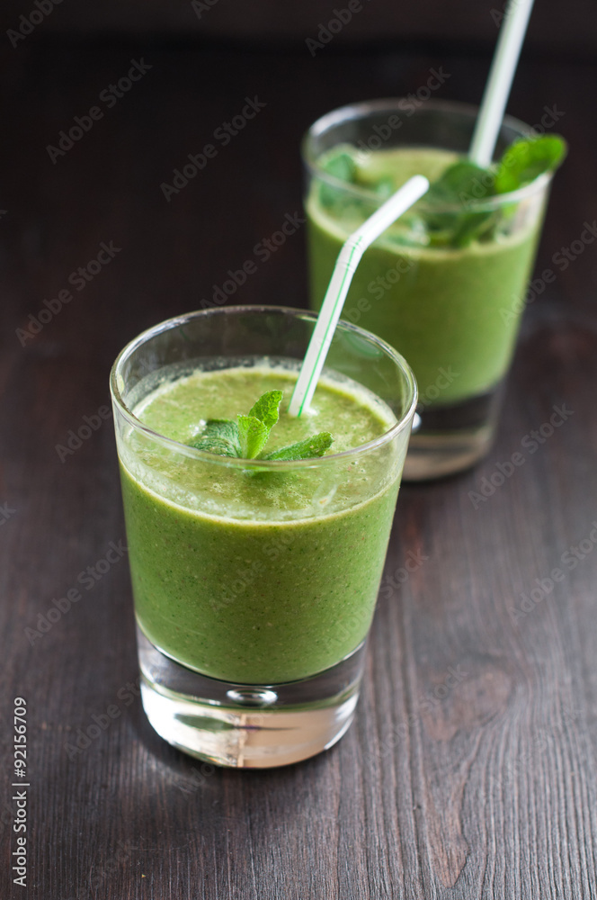 fresh homemade smoothie with spinach and bananas fresh homemade smoothie with spinach and bananas