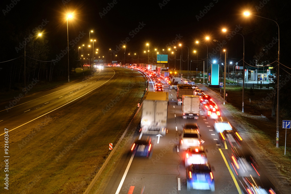 Night traffic jam in Moscow