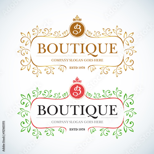 Boutique Luxury Vintage, Crests logo. Business sign, identity for Restaurant, Royalty, Boutique, Hotel, Heraldic, Jewelery, Fashion ,Real estate,Resort. Vector illustration.