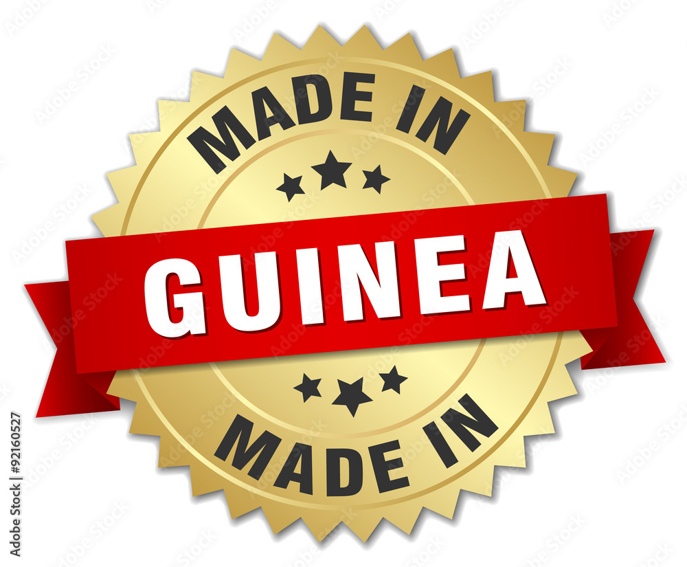 made in Guinea gold badge with red ribbon made in Guinea gold badge with red ribbon