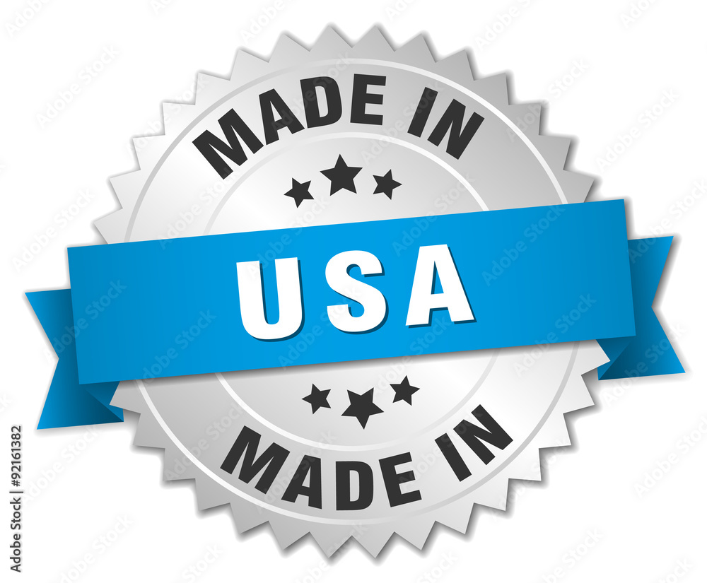 made in usa silver badge with blue ribbon made in usa silver badge with blue ribbon