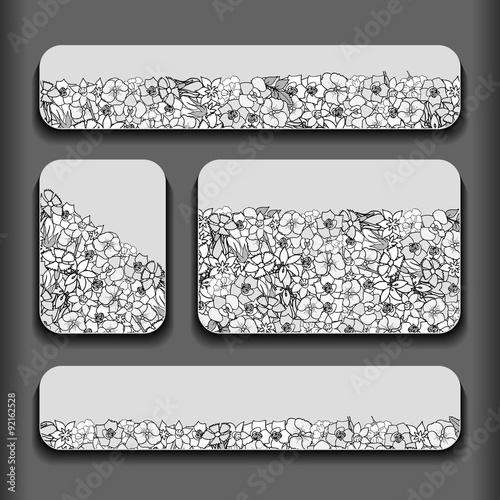 Schilderij op canvas Monochrome flowers pattern cards