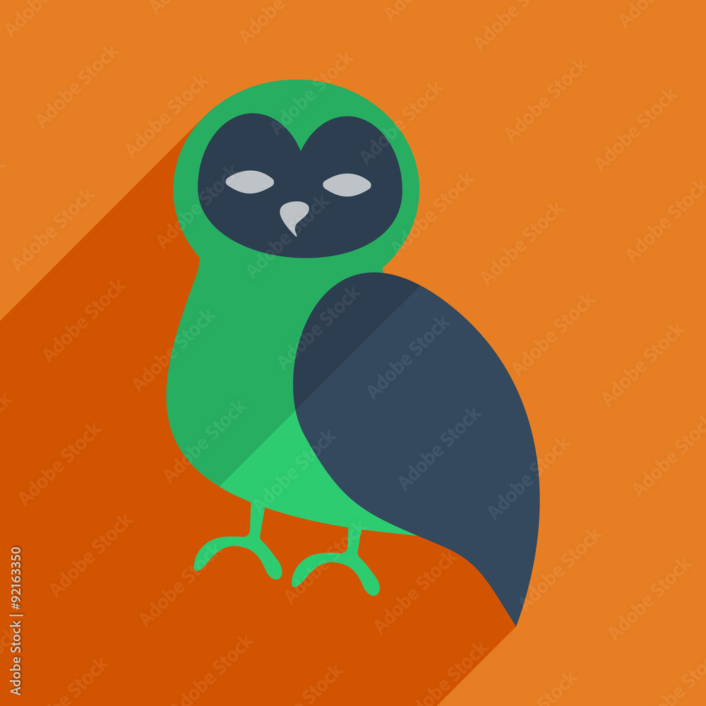 Flat icons modern design with shadow of owl Flat icons modern design with shadow of owl