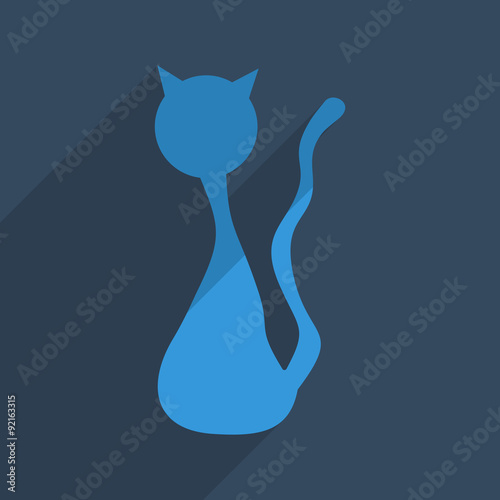 Flat icons modern design with shadow of cat