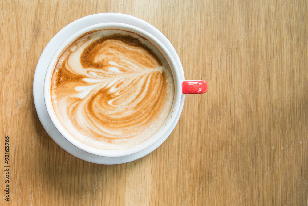 Hot Coffee Art on wood table. Hot Coffee Art on wood table.
