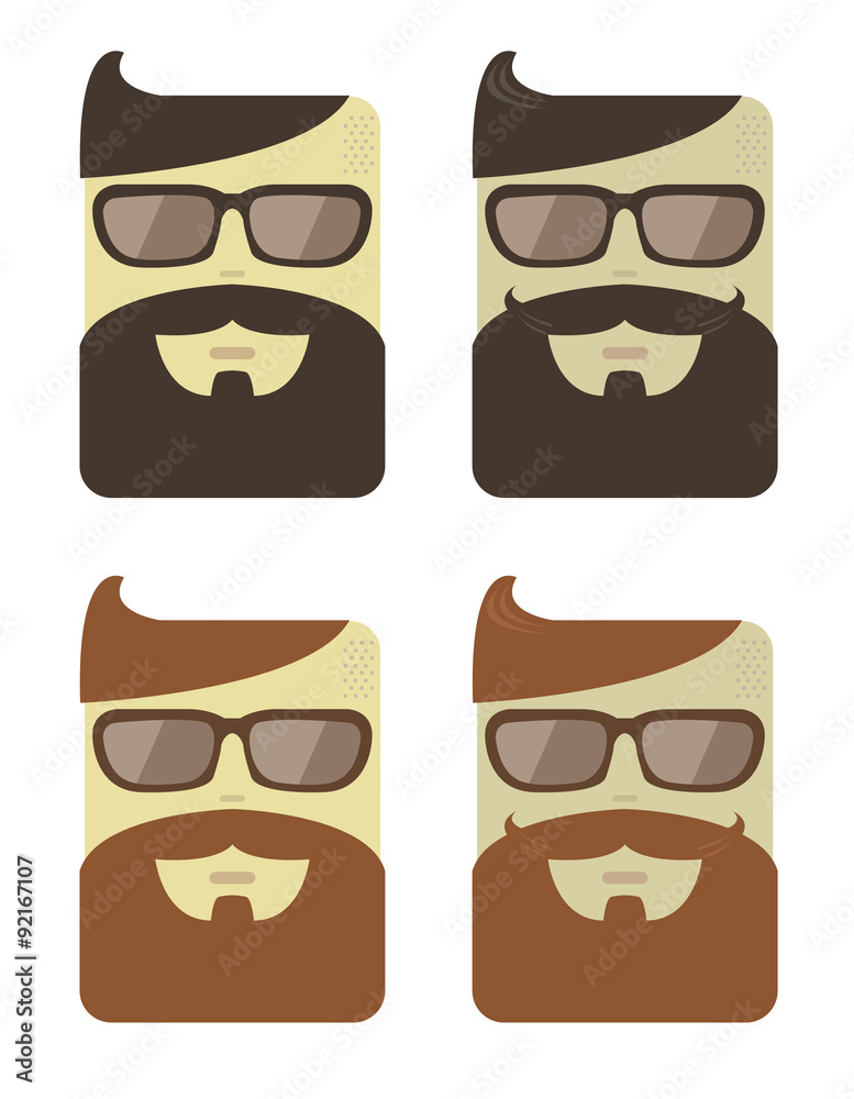 Vector set of cartoon male faces with hipster haircut Vector set of cartoon male faces with hipster haircut