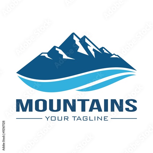 Mountain Logo Vector. vector logo design illustration of mountain lake adventure explore trip, tourism, outdoor gear, climbing,