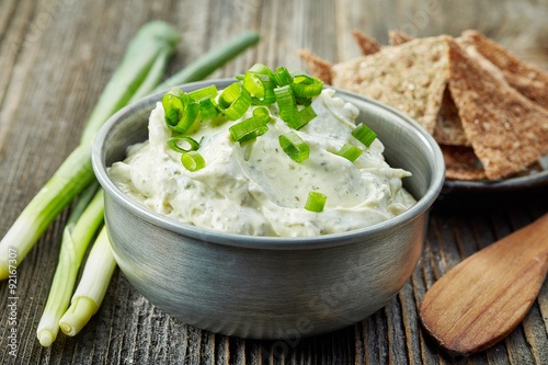 cream cheese with green onions and herbs
