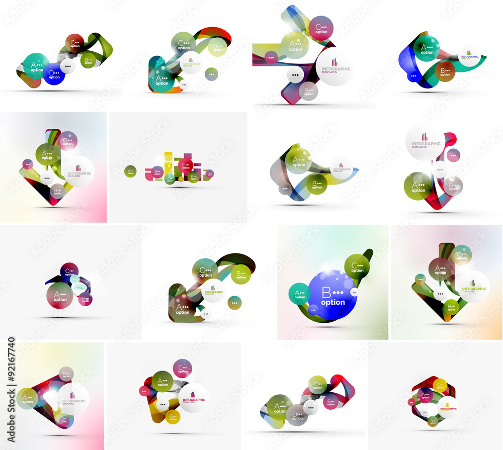 Fototapeta premium Set of abstract geometric infographic banner templates