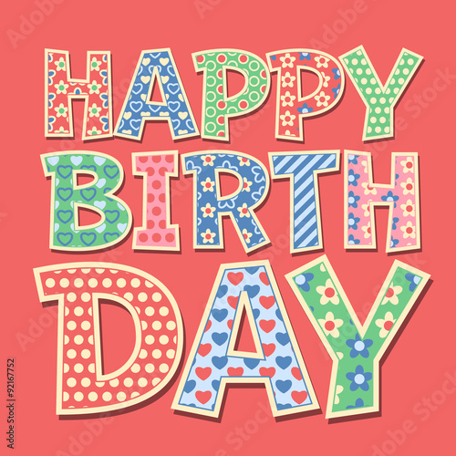 Happy birthday vector card with redneck style letters
