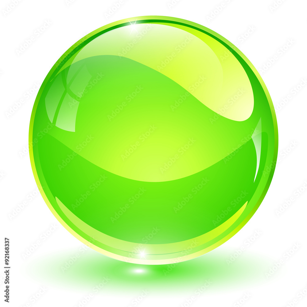 Glass sphere, green vector ball.

