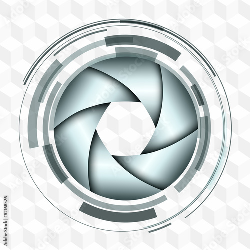 Background 3D with abstract lens design and vector shutter.
