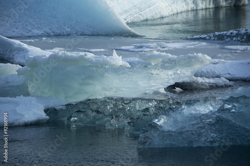 Ice blocks melting at glacier lagoon Jokulsarlon, Iceland