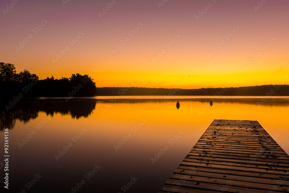 Obraz premium Herbstmorgen am Schwarzer See, Mecklenburgische Seenplatte