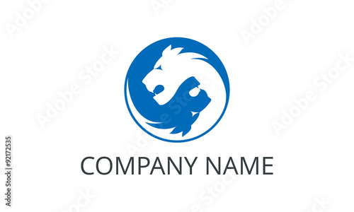 lion animal yin yang vector logo design concept