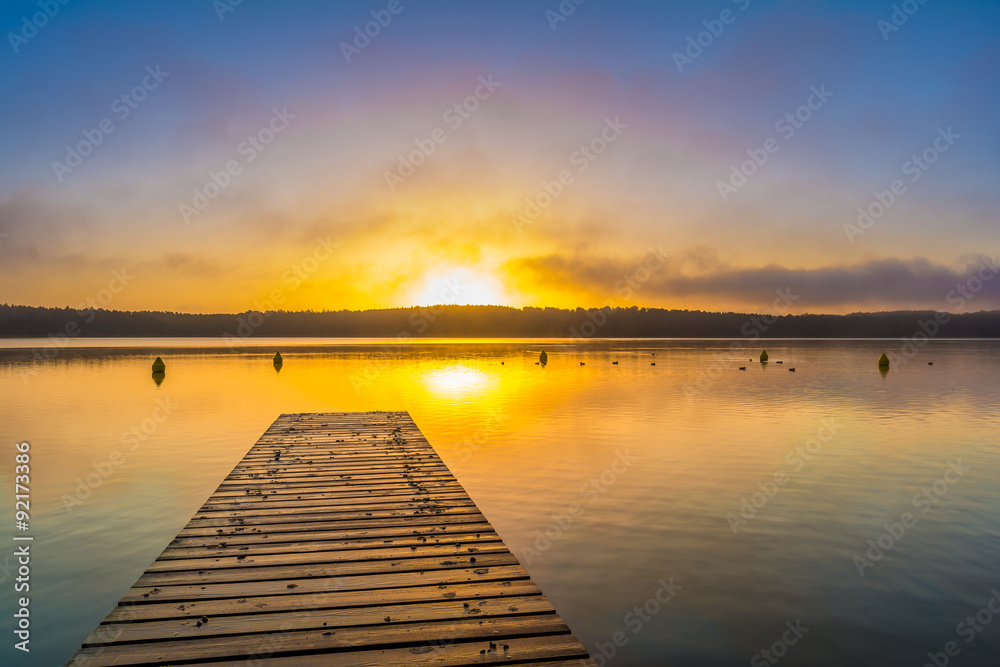 Obraz premium Herbstmorgen am Schwarzer See, Mecklenburgische Seenplatte