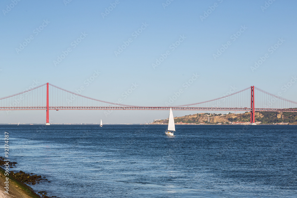 Rail bridge  in Lisbon, Portugal.