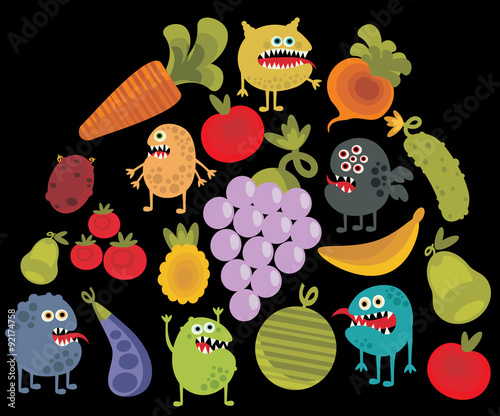 Vegetables and fruits with microbes