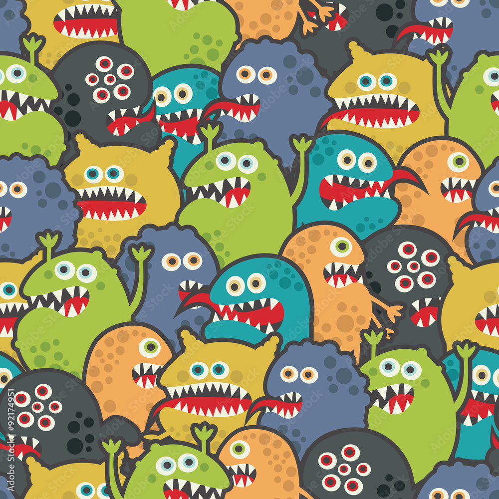 Cute monsters seamless texture. Cute monsters seamless texture.