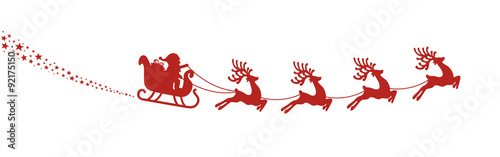 santa sleigh reindeer fly red silhouette