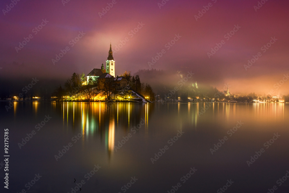 Lake bled in winter, Slovenia