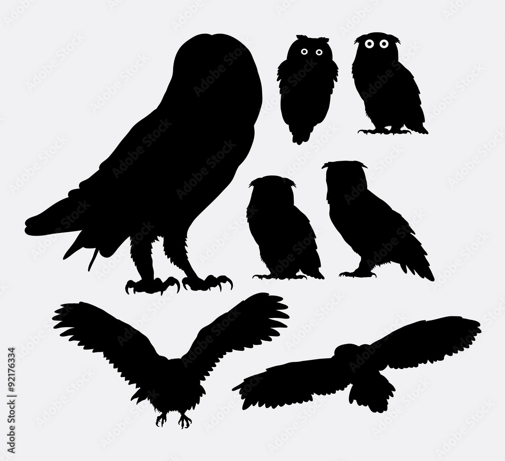Obraz premium Sowa sylwetki ptaków. Dobre wykorzystanie symbolu, ikony internetowej, logo, maskotki lub dowolnego projektu, który chcesz.