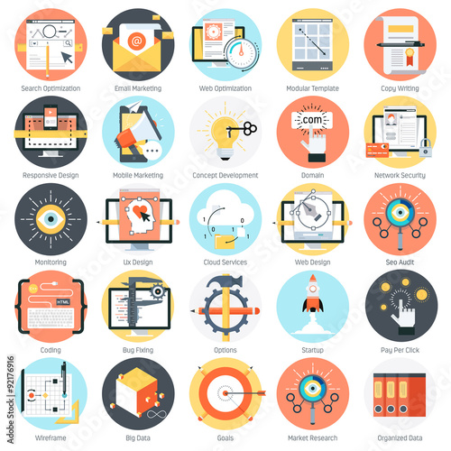Search engine optimization theme, flat style, colorful, vector i