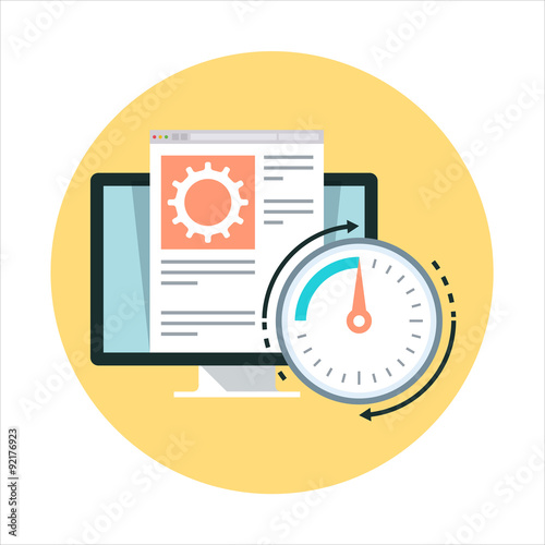 Website optimization theme, flat style, colorful, vector icon fo
