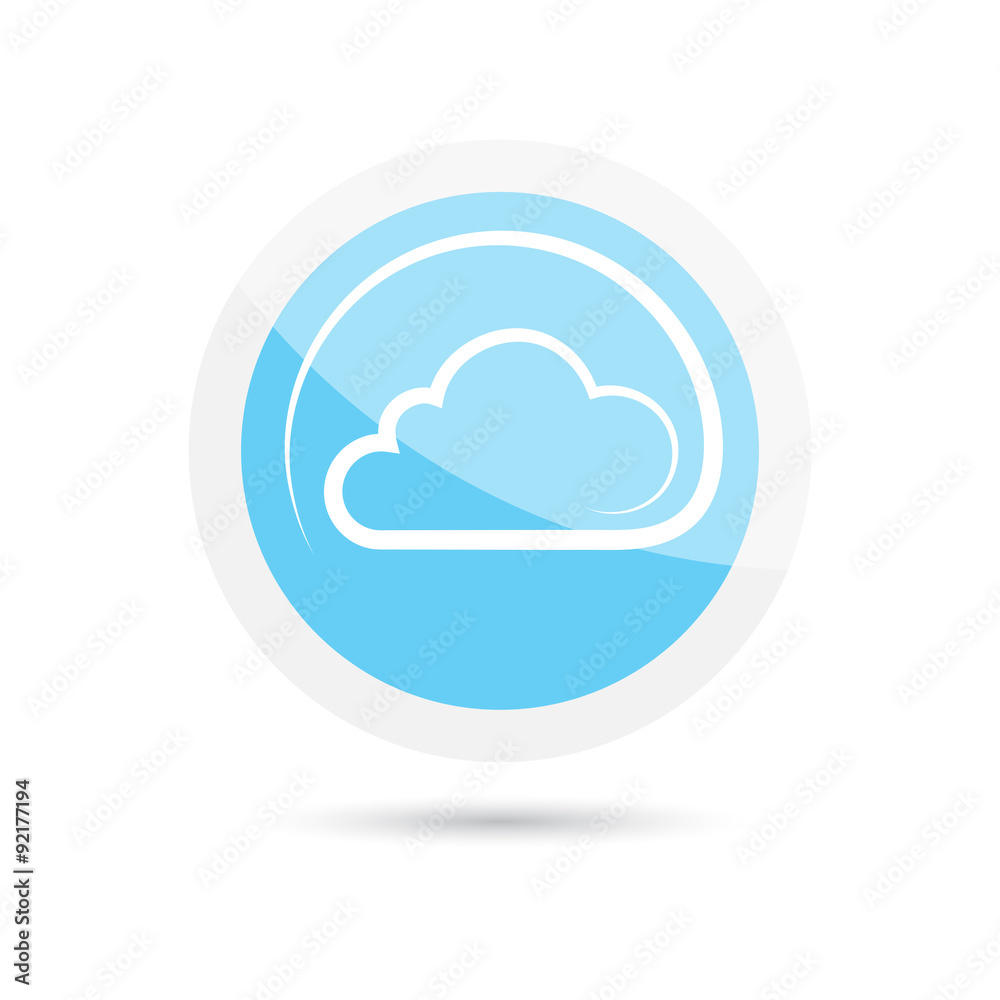 glossy vector round icon clouds on a blue background glossy vector round icon clouds on a blue background