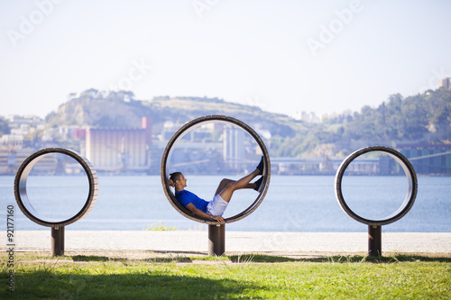 Man exercising with situps photo