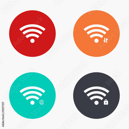 Vector modern wi fi colorful icons set 